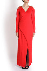 Red Couture Overlap Maxi Dress