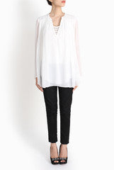 Red Couture Off white Crepe Top