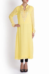 Ridhi Arora Yellow Tunic With Sequence Work Yoke