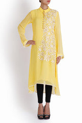 Ridhi Arora Yellow Tunic With Off White Flower