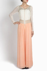 Ridhi Arora Off White And Peach Crop Top Style Jumpsuit