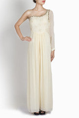 Ridhi Arora Ivory One Shoulder Jumpsuit With Swarovski Work