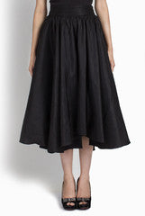 Ridhi Arora Black Raw Silk Calf Length Skirt