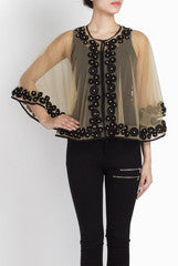 Ridhi Arora Beige Cape With Applique Work Embroidery
