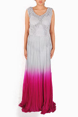 RSVP Grey to Orchid Shaded Gown in Draping
