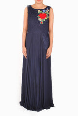 RSVP Navy Draped Gown