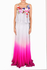 RSVP Grey to Orchid Shaded Flared Gown