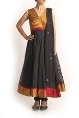 Sagar Tenali Golden Yoke Black Anarkali
