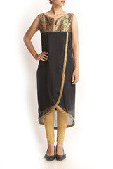 Sagar Tenali Golden Brocade Black Suit