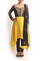 Sagar Tenali Black Bodice Yellow Anarkali