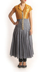 Sagar Tenali Golden Bodice Grey Anarkali