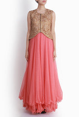 Shanaya Peach Gown With Jacket