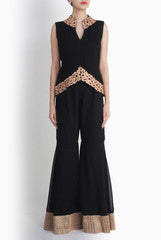 Shanaya Black Crop Top With Sharara