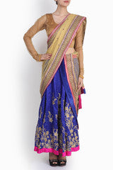 Siya Blue and Golden Lehenga Set