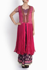 Siya Purple and Pink Sharara and Jacket Set