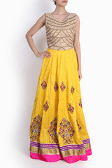 Siya Yellow and Golden Lehenga Set