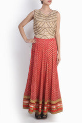 Siya Rustic Red and Golden Lehenga Set