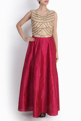 Siya Red Rose and Golden Corset Gown