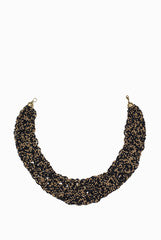 Siya Golden  Black Beaded String Necklace