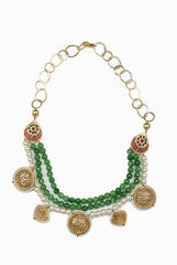 Siya Green Beads Temple Necklace