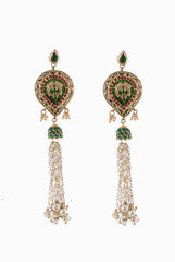 Siya Pearl Beaded Polki Long Jhumka