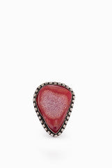 Siya Red Stone Drop Shape Ring