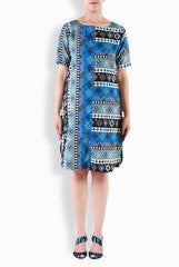 Soule Blue Geometric Fusion Dress