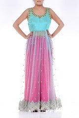 Studio 41- Aqua Blue Net Gown