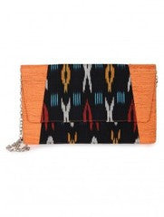 Sugar Mint-Ikkat Orange Clutch