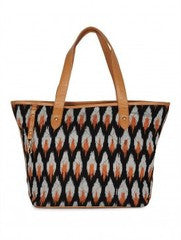 Sugar Mint - Ikkat Black and White Tote Handbag