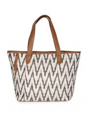 Sugar Mint-Ikkat White Tote Handbag