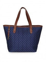 Sugar Mint-Ikkat Blue Dotted Tote Handbag