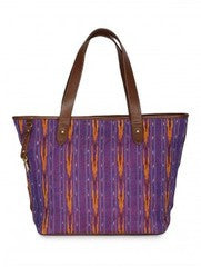 Sugar Mint-Ikkat Purple Tote Handbag