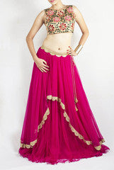 Sugarlips by Sakina Amin Pink & Floral Lehenga Choli