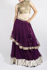 Sugarlips by Sakina Amin Golden & Purple Lehenga Choli