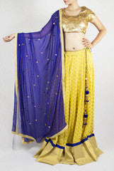 Sugarlips by Sakina Amin Yellow & Blue Lehenga Choli