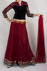 Sugarlips by Sakina Amin Red & Black Lenhenga Choli