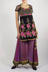 Sugarlips by Sakina Amin Purple & Black Palazzo Set