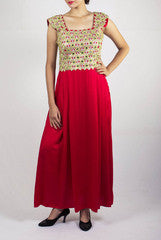 Sugarlips by Sakina Amin Red & Golden Maxi Dress