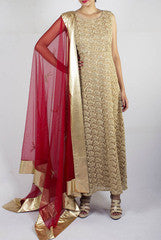 Sugarlips by Sakina Amin Beige Anarkali Dress