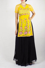Sugarlips by Sakina Amin Yellow & Black Skirt Tunic Set