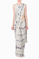 SOUP by Sougat Paul Geometric Print Saree with Stitched Blouse