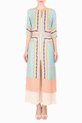 SOUP by Sougat Paul Blue Tunic & White Palazzo Set