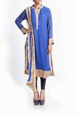 Tanoura Blue Embroidered Kurta