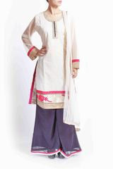 Tanoura Cream & Purple Suit Set