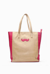 Tisora Pink and Beige Moustache Tote
