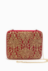 Tisora Red & Gold Work Box Clutch