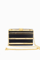 Tisora Black Gold Striped Box Sling Clutch