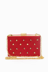 Tisora Red Studded Box Clutch