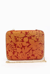Tisora Orange Floral Box Clutch